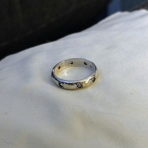 Silver and blue topaz ring, size 5